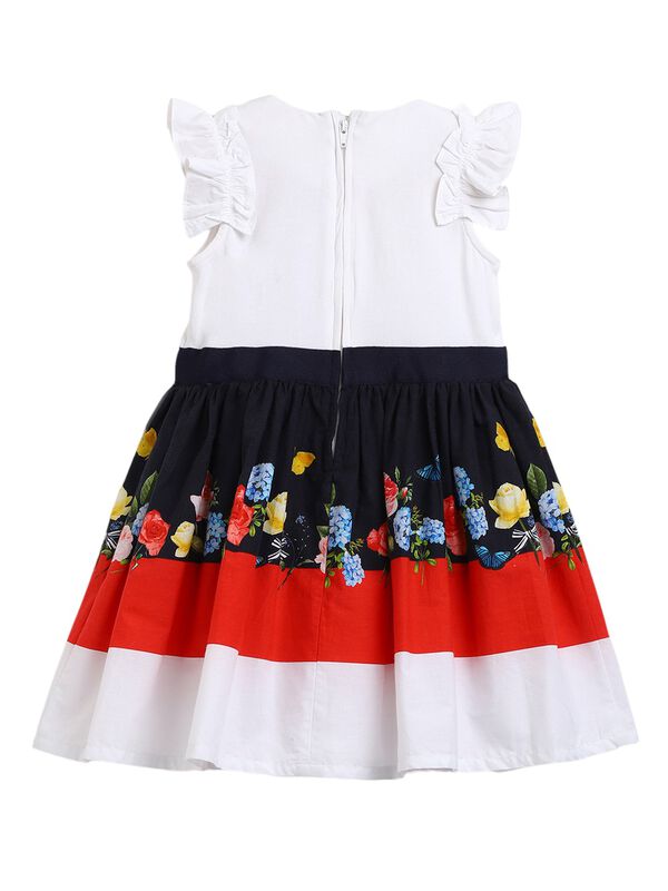 Girls White Short Sleeve Knitted Dress image number 1